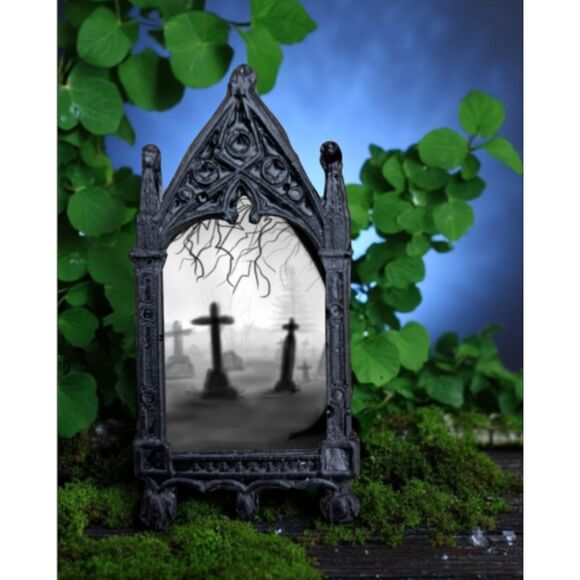 White Cross Pin Cemetery Tombstones Gothic Pin - Picture 3 of 3